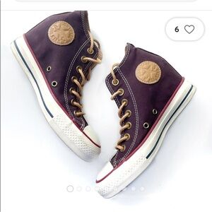 Converse Chuck Taylor All Star Lux Maroon Suede Hidden Wedge Heel Mid Womens 7.5